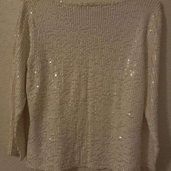 Oscar De LA Renta White Sequenced Sweater - Picture 4 of 5